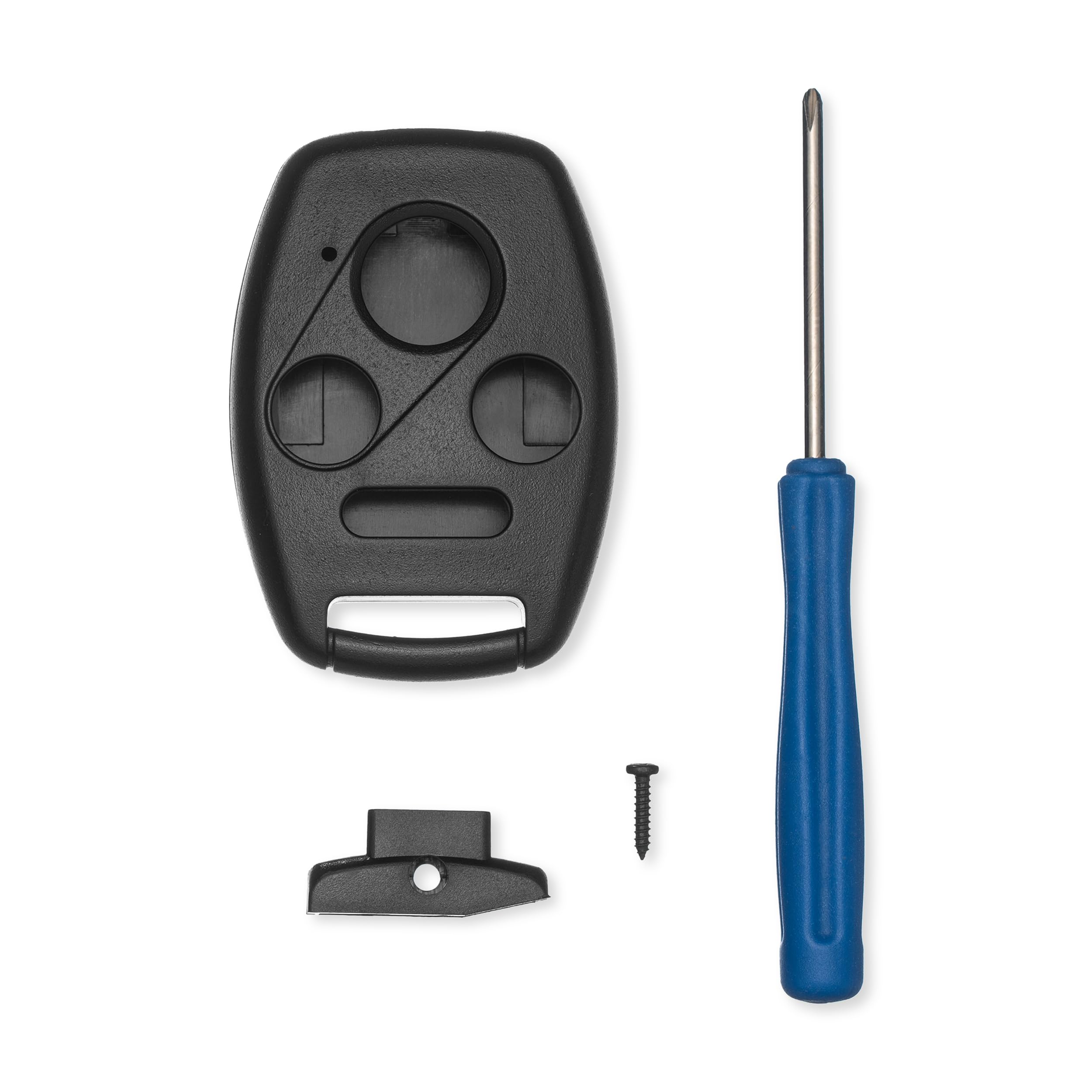 FOBTEK Key Fob Remote Keyless Entry Case Shell Repair & Replacement - No Cutting or Programming - Fits Honda Accord 2003-2012 / Civic EX/Si 2006-2013 / Pilot 2009-2015 / CR-V 2005-2013 (4-Button)